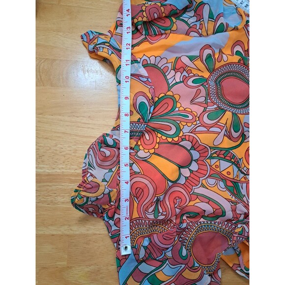 Marissa Olivia Orange Floral Boho Hippie Dress Women’s V-Neck Ruffle Small NWT - Picture 13 of 16